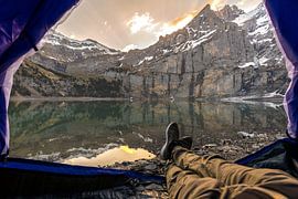 Campen am Bergsee von Poster Art Shop