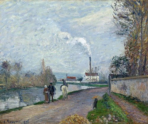 De Oise bij Pontoise in grijs weer, Camille Pissarro