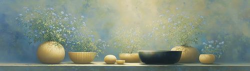 Blumenvasen | Soft Blue Blooms On Shelf