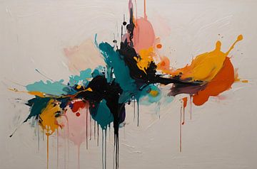 Explosion dynamique de couleurs abstraites sur toile sur De Muurdecoratie