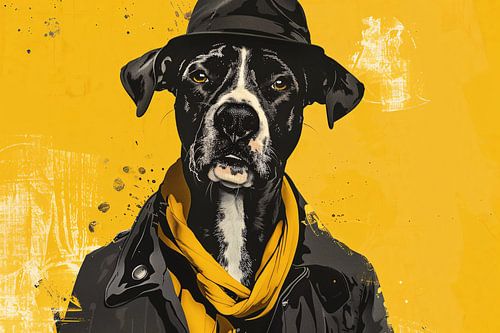 Stijlvolle hond met hoed en sjaal