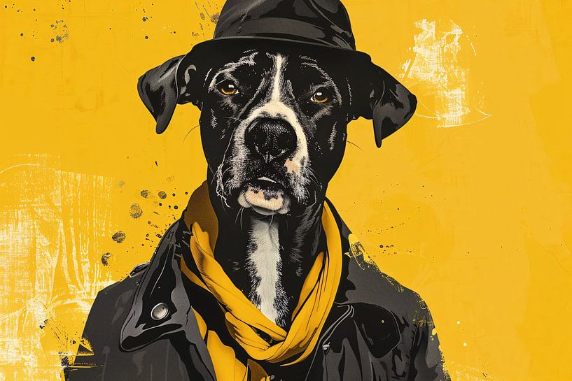 Stylish dog with hat and scarf by Imperial Art House