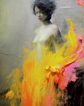Vrouwelijk naakt gehuld in neon van Carla Van Iersel