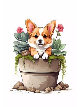 schattige corgi illustratie van haroulita