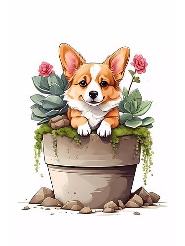 illustration de corgi mignon
