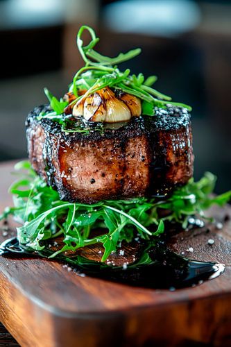 Sappige biefstuk op rucola - gourmetkunst