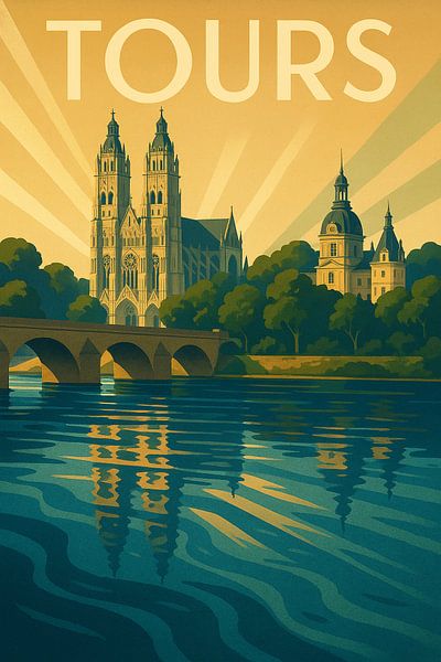 Tours Kathedrale Art Deco Wand Kunstdruck von Travel Shop