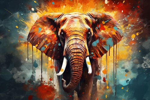 Fond artistique abstrait avec un éléphant, en design peinture à l'huile