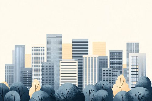 Minimalistische stad met natuur