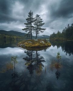 Mystischer Herbstsee Baum