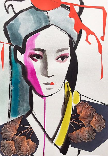 Geisha Ginkgo Biloba von Helia Tayebi Art