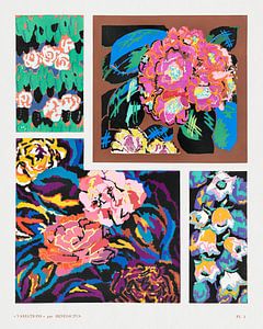 Blume Vintage Art Deco Muster, Variationen 3