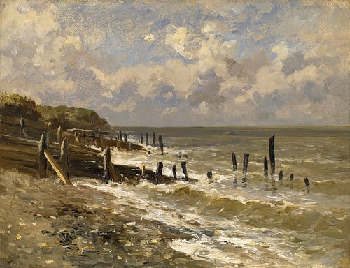 Carlos de Haes-Seine rivier quay landschap, Antique landschap