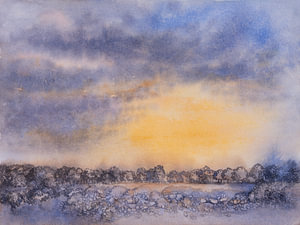 A glowing evening sky with clouds