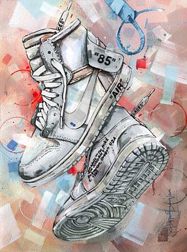 Peinture de Nike air Jordan 1 Chicago Off White (blanc) sur Jos Hoppenbrouwers