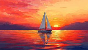Segeln im Sonnenuntergangsglanz