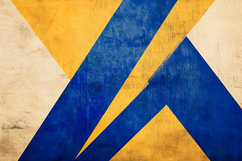 Geometrische Formen in Blau und Gelb von Poster Art Shop