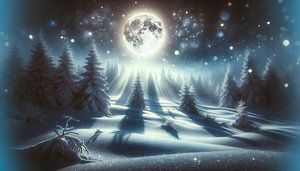 La magie de la lune sur un paysage de neige silencieux