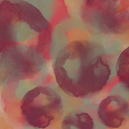 Abstracte vormen in paars, turquoise, roze