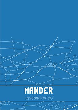 Blauwdruk | Landkaart | Mander (Overijssel) van MijnStadsPoster