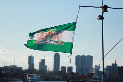 Vlag van Rotterdam in de zon