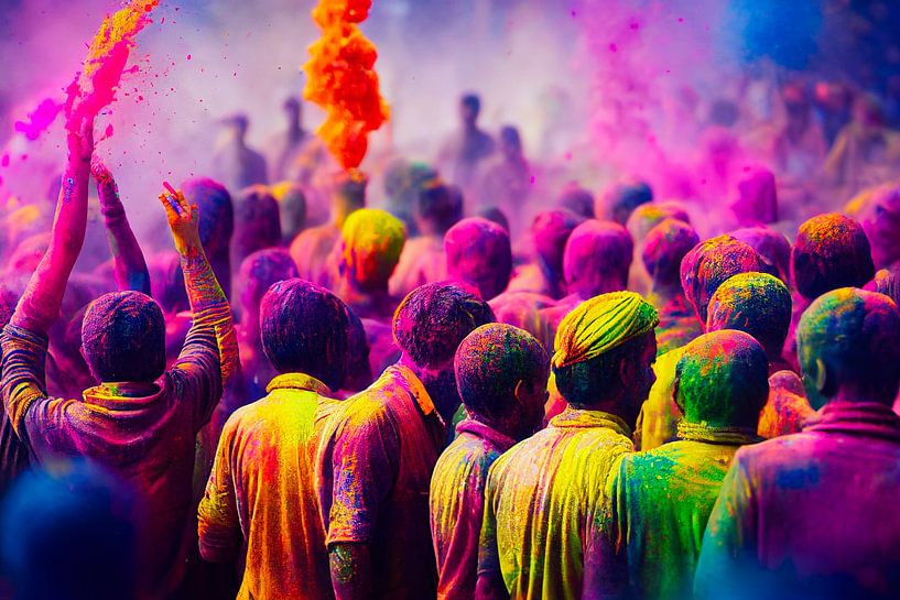 Holi Fest in Indien auf der Straße von Animaflora PicsStock