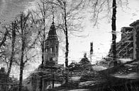 Elleboogkerk en Langegracht historisch Amersfoort in zwartwit van Watze D. de Haan thumbnail