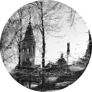 Elleboogkerk en Langegracht historisch Amersfoort in zwartwit van Watze D. de Haan