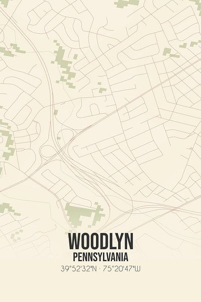 Vintage map of Woodlyn (Pennsylvania), USA. by Prints of Place