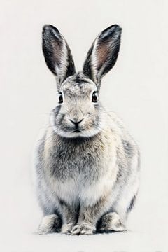 Rabbit in White Portrait of Soft Silent Life by Eva Lee