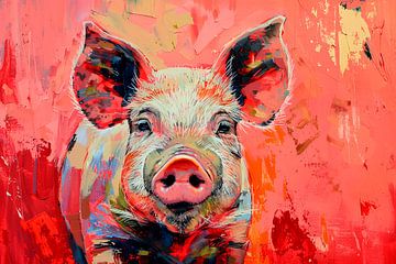 Portrait d'un cochon sur Richard Rijsdijk