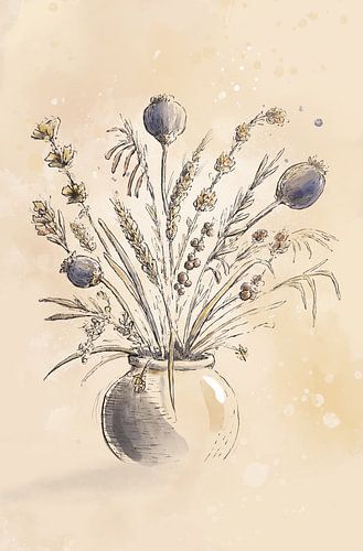 Blumenstrauß aus Trockenblumen in einer Vase