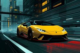 A Lamborghini in a city of the future by Fred graph
