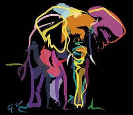 Elephant in color by Go van Kampen
