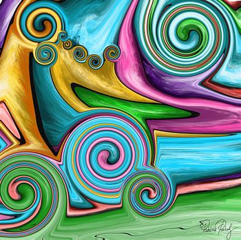 Abstrakte Kunst - Fluid Painting Tornado über der Wiese