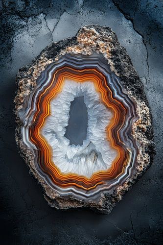 Oranje agaat op verouderd donker beton tafel