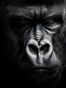 Gorilla - La force originelle en noir et blanc sur drdigitaldesign
