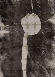 Modern abstract. Beige crosses on black and white. by Dina Dankers