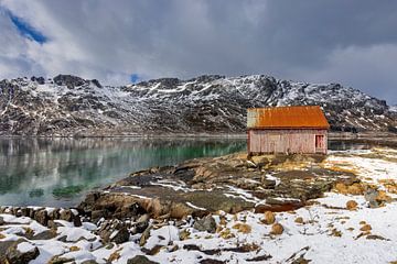 Vieille grange sur les îles Lofoten en Norvège sur gaps photography