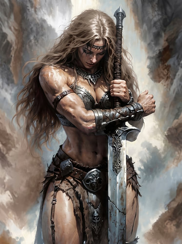 Muscular Female Warrior with Greatsword
