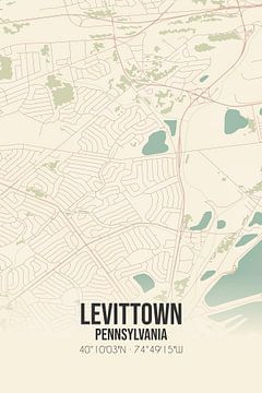 Carte ancienne de Levittown (Pennsylvanie), USA. sur Rezona