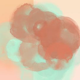 Des couleurs vives. Art abstrait pastel et néon en terra, mint et beige sur Dina Dankers