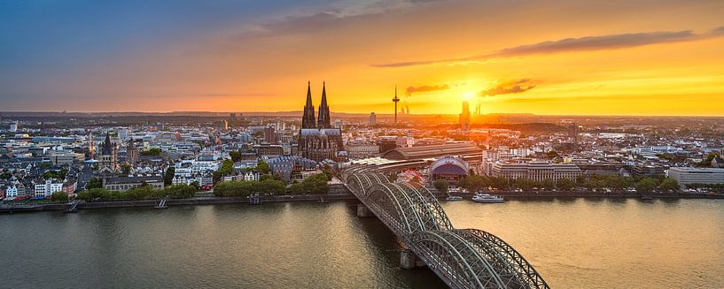 Panorama of Cologne, Germany at sunset by Michael Abid