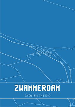 Blauwdruk | Landkaart | Zwammerdam (Zuid-Holland) van Rezona