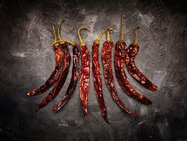 Dried chilis on a dark background von Andreas Berheide Photography