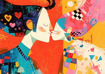 Liefdeskunst | Hearts and Hues Collide van ARTEO Schilderijen