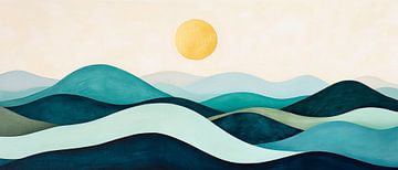 Golven van leven onder een gouden licht van Poster Art Shop