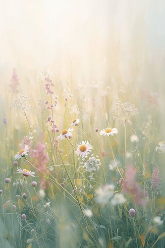 Zomerse weide in het ochtendlicht