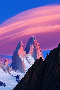 Bergpanorama met wolkenkleuren van Poster Art Shop