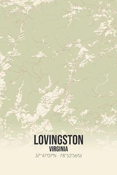 Vintage landkaart van Lovingston (Virginia), USA. van MijnStadsPoster